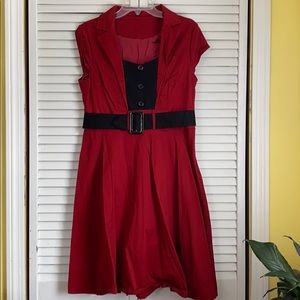 Boat Neck 1950s Rockabilly Cocktail Party Dress